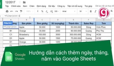 Hướng dẫn cách thêm ngày, tháng, năm vào Google Sheets